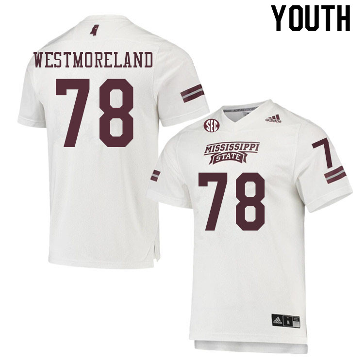 Youth #78 Sam Westmoreland Mississippi State Bulldogs College Football Jerseys Sale-White - Click Image to Close